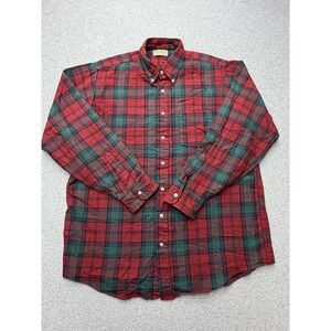 Vintage L.L. Bean Shirt Mens Large Red Plaid Flannel Button Down USA 90s